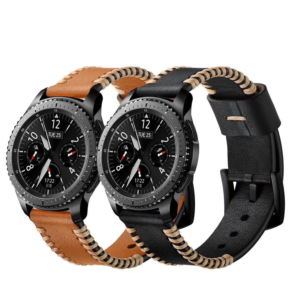 רצועת עור תפור ביד עבור Samsung Galaxy Watch 4/5/6/7-20 מ"מ