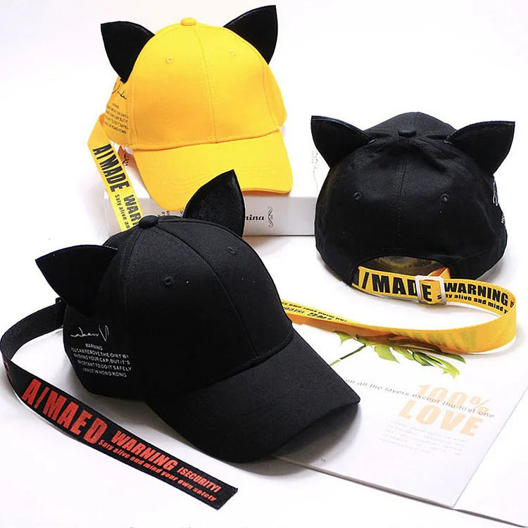 Søt Cat Ears Ribbon Baseball Cap