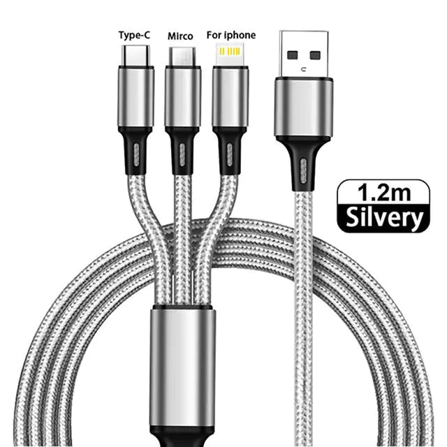 Cable USB 3 en 1 Tipo C – Cable universal de carga y datos